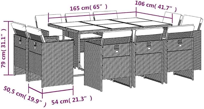 Modern Garden Dining Set & Patio Furniture Black Poly Rattan Outdoor Dining Set Patio Dining Set for Garden Backyard Patio 65.0 x 41.7 x 28.7 in
