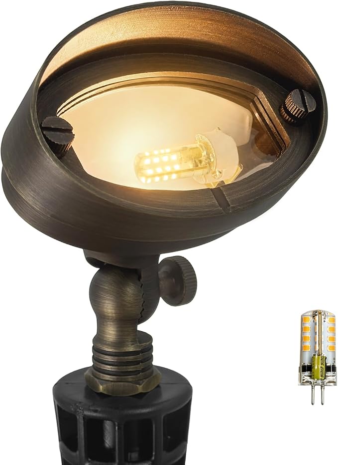 COLOER Die-cast Brass LED Landscape Flood Lights Outdoor, 3W 9-17 Volt Low Voltage Wall Wash Lighting, Outdoor Floodlight for Illuminating Signs, Walls and Plant Material(501B,1-Pack with G4 Bulb)