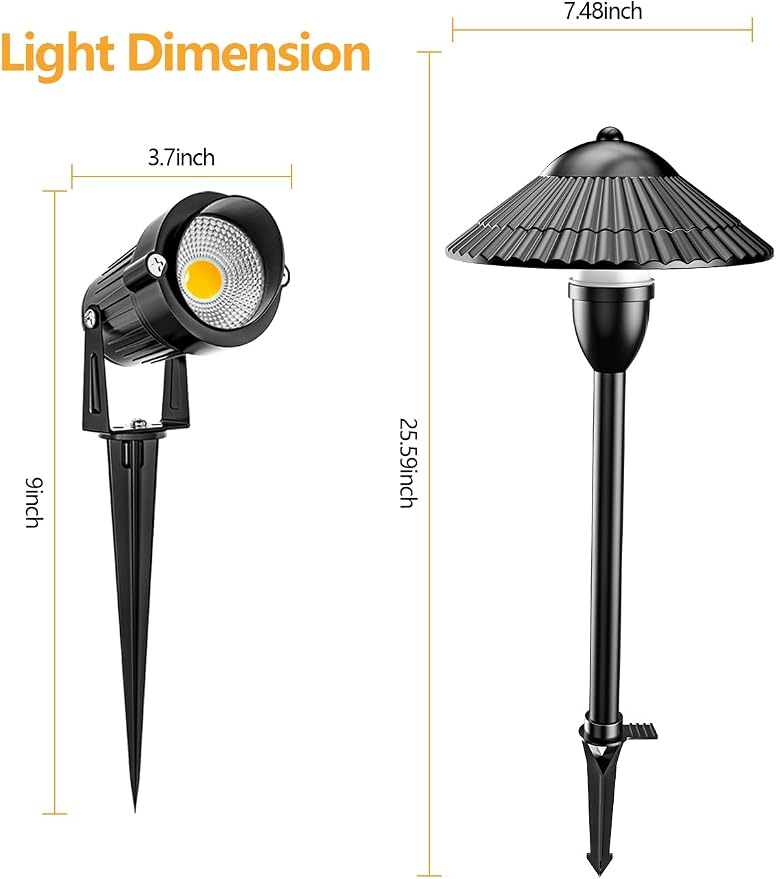 ZUCKEO LED Landscape Lighting Low Voltage Pathway Lights 12V 24V Landscape Light Kit, Outdoor Aluminum Landscape Spotlights Path Lights Waterproof for Garden Yard House Decoration(12Pack)