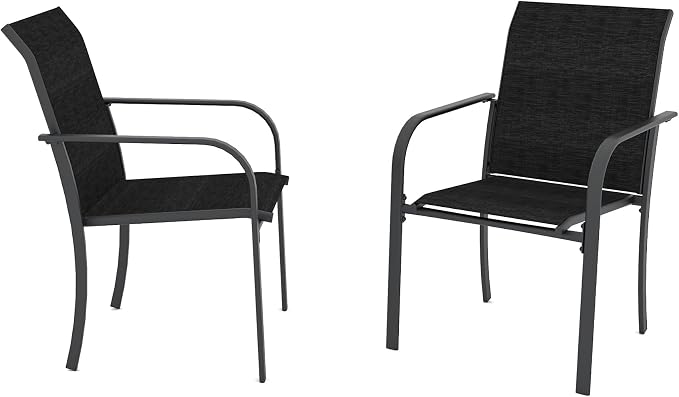 6-Piece Outdoor Dining Set with Umbrella Hole,63"x 38" Patio Table and Stackable Chairs Set for 6,Modern Garden Dining Set for Poolside Seaside Backyard