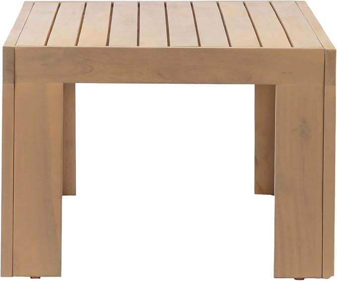 Christopher Knight Home Evan 14.96" Height Outdoor Coffee Table, Acacia Wood Accent Table with Slatted Panel Design, Modern Patio Table for Garden Balcony, Low Maintenance Patio Furniture, Light Teak