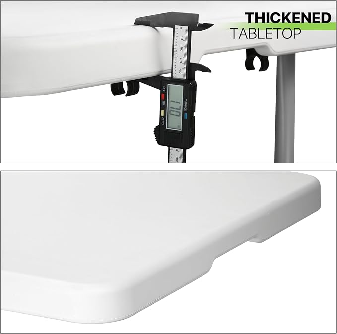 Magshion 4ft Plastic Folding Table, Indoor Outdoor Collapsible Portable Dining Table w/Handle, Ideal for Picnic Party Camping, White