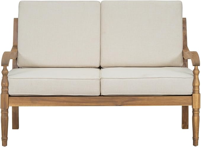 Patio Furniture Set-Loveseat, Outdoor Sectional Furniture with Armrests and Thick Washable Cushions, All-Weather Patio Conversation Set for Backyard, Garden and Poolside, Beige(Series F)