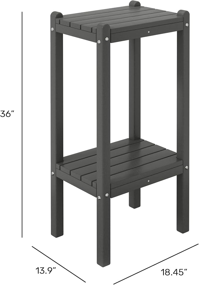 WestinTrends Malibu 36" Outdoor Adirondack HDPE 2-Tier Patio Side Table, Teak