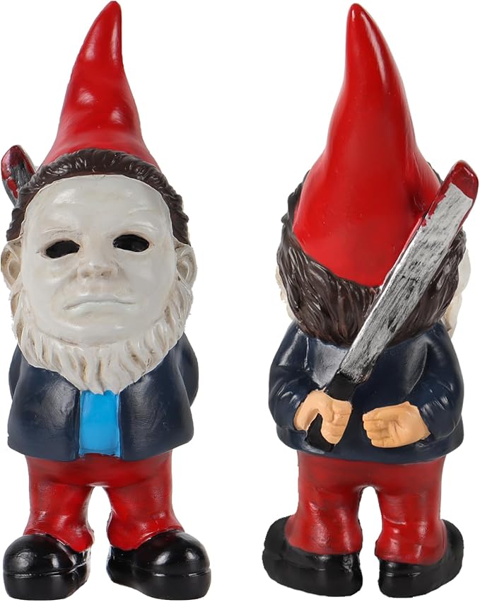 SPINNDO Garden Gnome Statue Decoration Garden Decor Horror Gnomes Boo Basket（Red