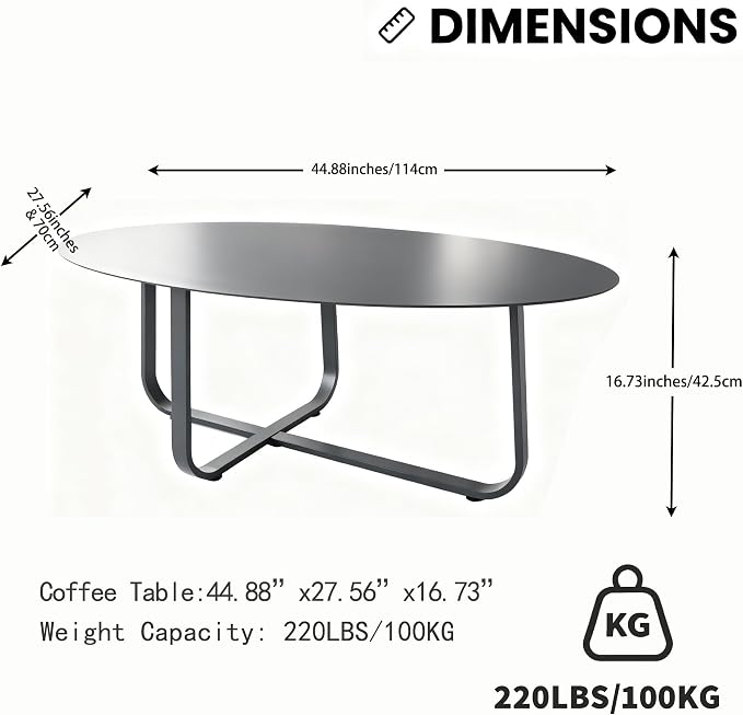 Aluminum Patio Coffee Table, Rustproof Outdoor Side Table | Powder-coated scratch-proof aluminum tabletop, all-weather frame, easy assembly for garden balcony pool