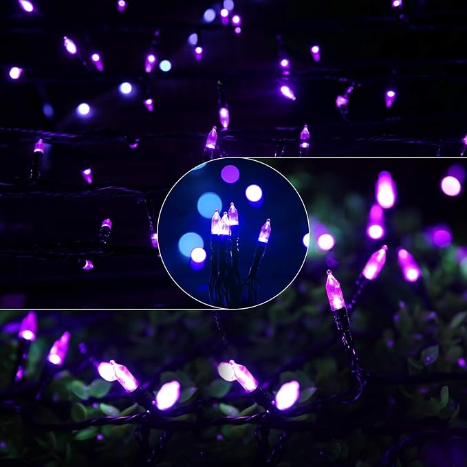 2Pack Christmas Lights Outdoor, 33FT 100 LED Mini Purple Lights Plug in with 8 Modes for Outdoor Indoor Christmas Tree Light Party Holiday Commercial Decorations, Waterproof & Connectable, Purple | 8 Light Modes, Waterproof, Connectable, Plug in, Chris...