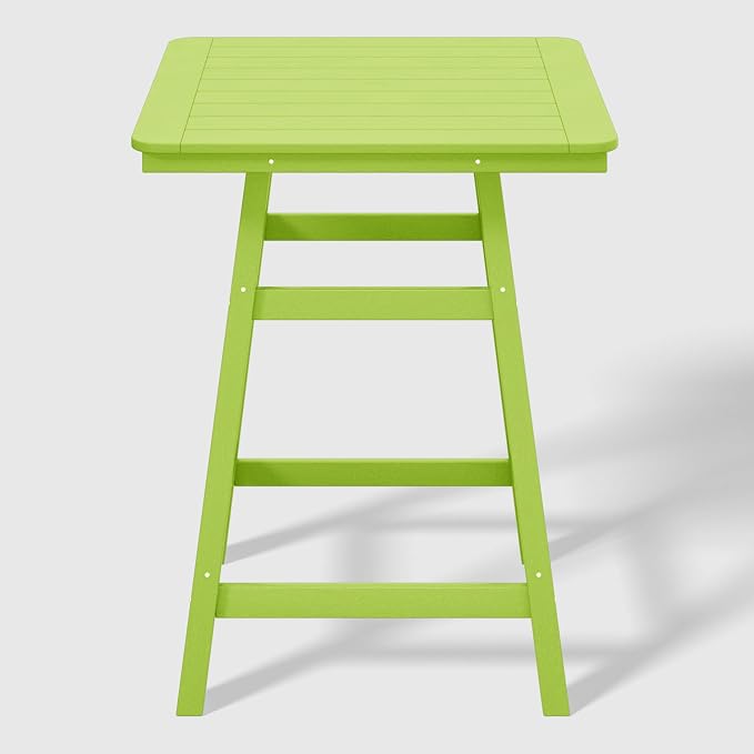 WestinTrends Malibu Square Outdoor Patio Counter High Bistro Bar Table with Umbrella Hole 37" Tall, Lime
