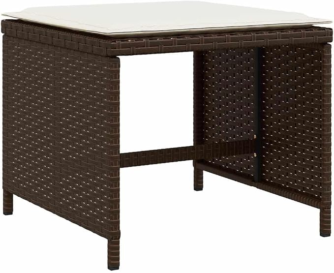 8-Piece Garden Dining Set, Patio Furniture with Chairs and Stools, Weather-Resistant Poly Rattan Outdoor Seating with Cushions for Backyard, Terrace, Brown