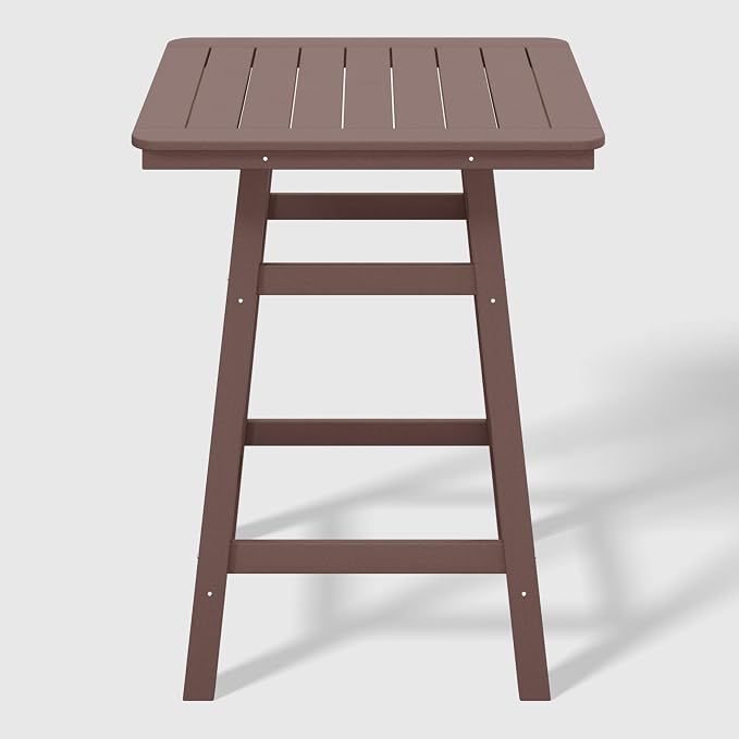 WestinTrends Malibu Square Outdoor Patio Counter High Bistro Bar Table with Umbrella Hole 37" Tall, Dark Brown