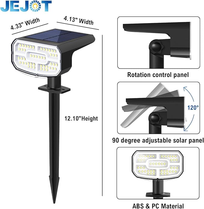 JEJOT Solar Spot Lights Outdoor Waterproof,4 Pack,8 Lighting Modes Solar Spotlights, Solar Lights for Yard Garden Lawn Landscape,Multicolor