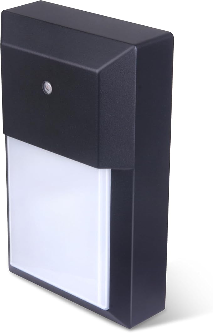 Outdoor Porch Light, LED Wall Sconce, Rustproof Aluminum | Dusk to Dawn Modern Exterior Wall Light Fixture for House, Patio, Garage, 12W 1000 Lumen, Waterproof, 5000K, Black, 1 Pack