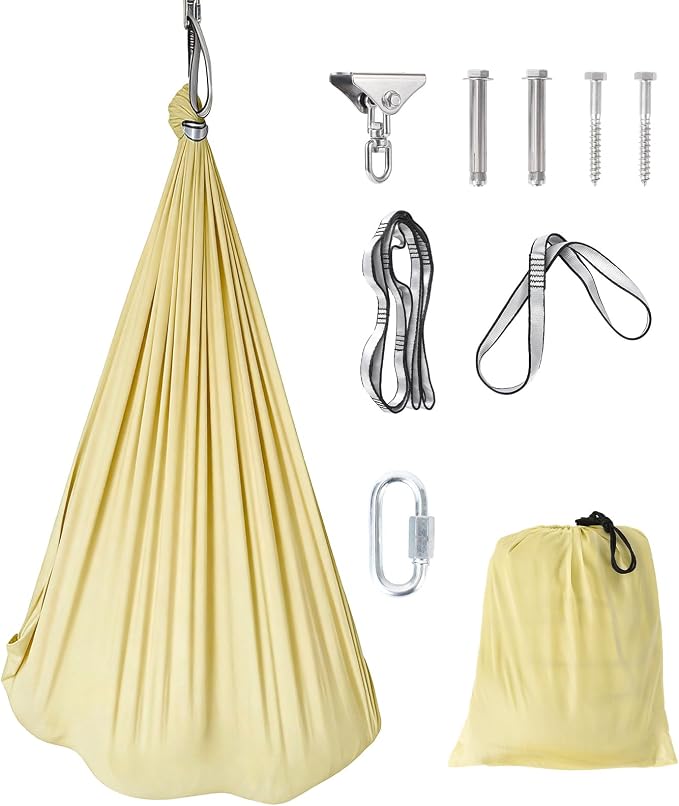 Sensory Swing, Indoor Outdoor Cuddle Hammock for Kids and Adults, with Heavy Duty Hardware, 360° Swivel, Calming Swing for Autism, ADHD and Sensory Integration