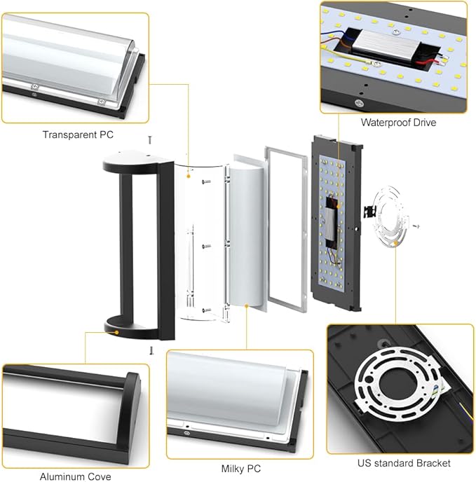 Outdoor Wall Lights 2Packs,Modern 6000k Cool White LED Exterior Light Fixtures,Wall Sconces Lighting,Black Porch&Patio Light,IP65 Waterproof for Garage Hallway Stairs Gardens(2packs)