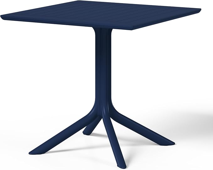 WestinTrends Playa 31.5" Square Outdoor Plastic Resin Patio Dining Table for 4, Navy Blue