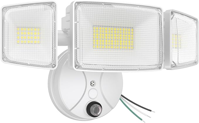 Onforu 100w Dusk to Dawn Outdoor Lighting,11000LM Led Outdoor Light from Dusk Till Dawn,Super Bright Flood Light,IP66 Waterproof Exterior Security White Light Fixture,3 Heads Photocell for Garage,Yard