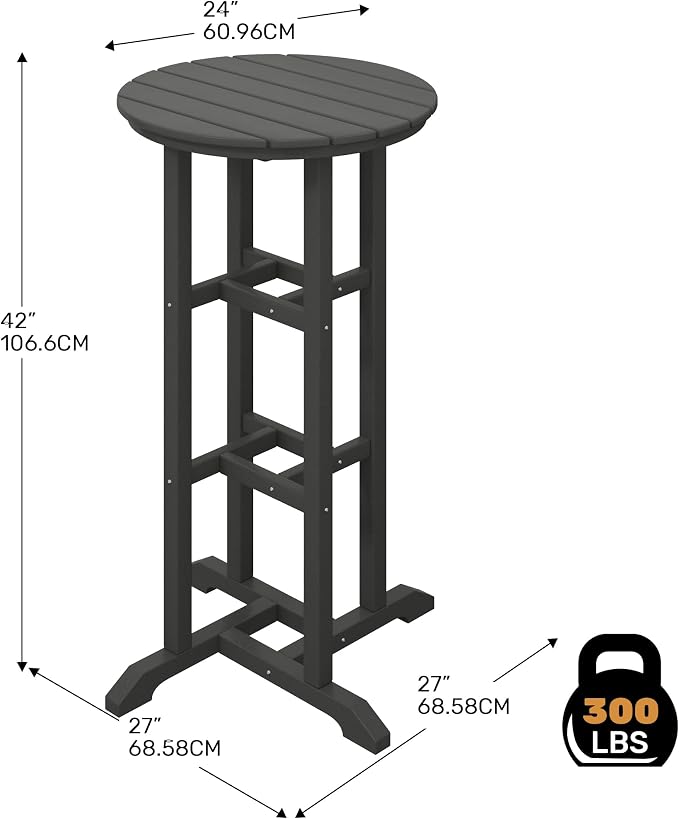 Costaelm Outdoor Bar Table, 42" Counter Height Round Patio Cocktail Bar Table, Patio Bar Table Bistro Dining Table Pub Table for Front Porch Deck, Backyard, Garden,