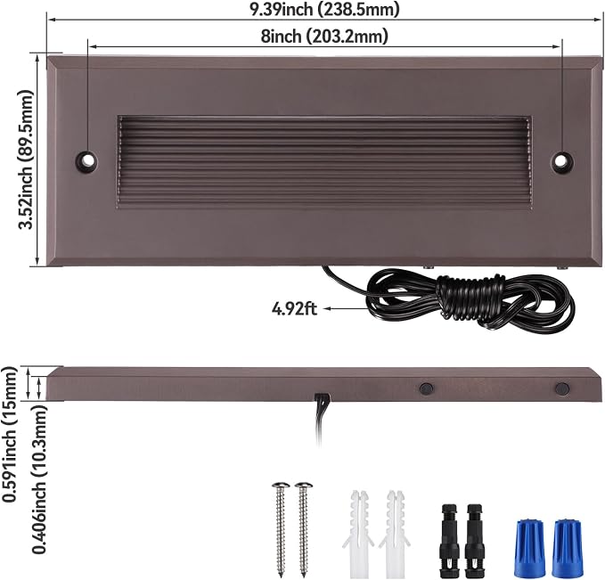 LEONLITE 6-Pack 5W/4W/3W Dimmable 9 Inch 5CCT Low Voltage LED Step Lights | 12-24V AC/DC, Exterior Step Lighting, Outdoor Landscape Stair Riser Light, IP65, UL Listed, Aluminum, Oil Rubbed Bronze