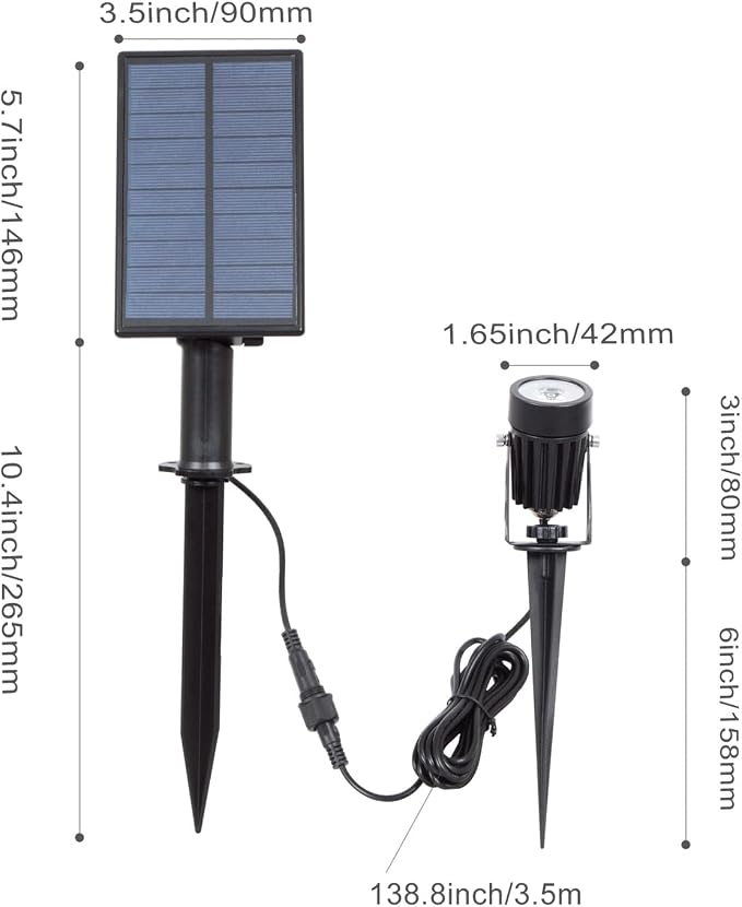 T-SUN Solar Spotlights Outdoor Waterproof, Solar Landscape Spotlights, Solar Powered Spot Lights for Trees, Flag, Garden, Pond, Pathway, Pool Area(Warm White)