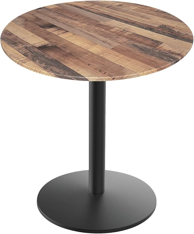 Holland Bar Stool Co. 30" Tall OD214 Indoor/Outdoor All-Season Black Wrinkle Table with 32" Diameter Rustic EuroSlim Top