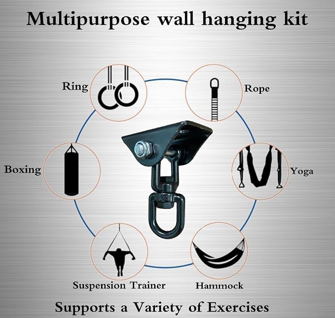 180 ° Swing/360 ° Rotation Hammock Rocking Chair Heavy-Duty Ceiling Hook, Capable of Bearing 1200 pounds, Including Installation Tools，Swinging Ceiling Hooks for Trees, Yoga, and Gyms.(1pc)