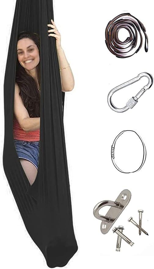 Kids Therapy Swing Adjustable Aerial Yoga Cuddle Hammock Indoor Outdoor Snuggle Swing with Special Needs Ideal for Children Calming & Relaxing Sensory Integration