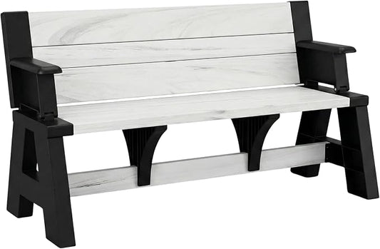 Convert-a-Bench Gen 1 2-in-1 Outdoor Convertible Bench to Picnic Table | Space-Saving, Weather-Resistant Patio Furniture for Yard, Deck, Garden | Easy Assembly & Durable, Midnight Birch