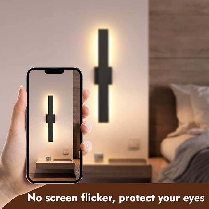 23.6inch Long Outdoor Modern LED Wall Light,24W Warm White 120V Wall Mount Lighting Fixture Black Wall Lights Porch Lights Wall Sconce for House, Long LED Linear Outside Lighting for Garage, Entryway