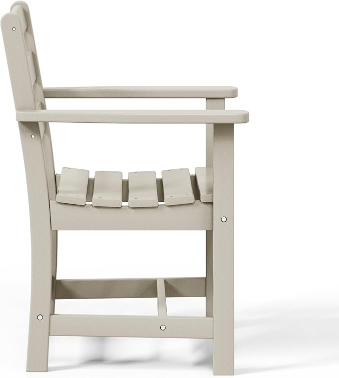 WestinTrends Ashore Outdoor HDPE Patio Classic Dining Arm Chair, Sand