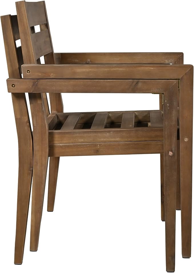 7-Piece Patio Dining Set,Acacia Wood Outdoor Dining Table and 6 Cushioned Chairs, Modern Conversation Furniture for Courtyard,Garden, Balcony,Deck,Poolside (Burly Wood/Acacia2, 7-Piece)