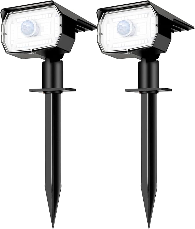 nipify Solar Lights Outdoor Waterproof, Motion Sensor Spot Landscape Light | 4 Pack/3 Modes/56 LED, Cool White, Waterproof, Solar Powered, Landscaping, Lighting for Outside Pathway Yard Garden Walkway