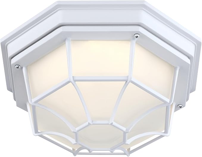 10.5” White LED Close to Ceiling Light for Basement Garage Light Octagonal White Mid-Century Modern Overhead Lights LED 2700K 3000K 3500K 4000K 5000K 10.5in Spider Web Lamp 17W,120V,850Lm-1050Lm