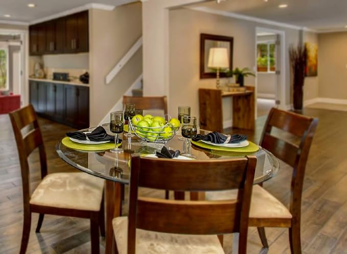 54" Inch Round Glass Table Top 1/2" Thick Tempered Beveled Edge by Fab Glass and Mirror