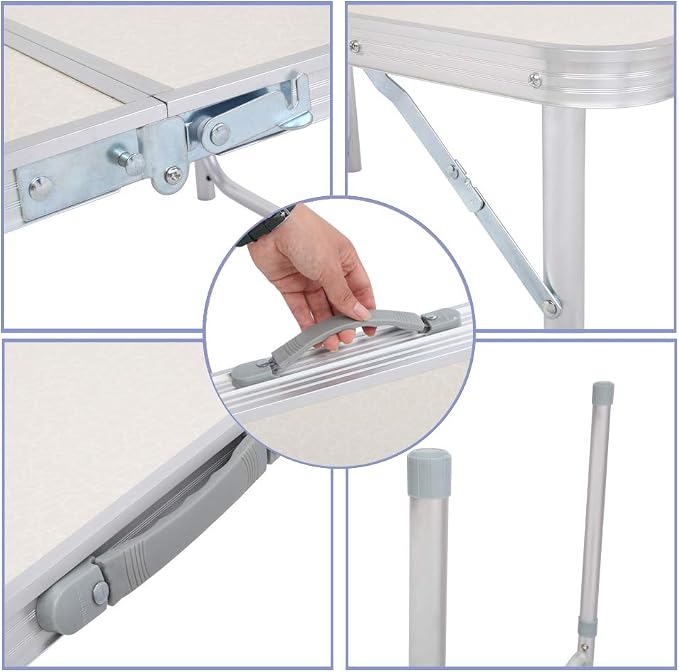 Road Ahead Aluminum Folding Camping Table,3ft Portable Folding Outdoor Table, Lightweight Table, with Carry Handle ，for Beach, BBQ,，Party，Camp Kitchen