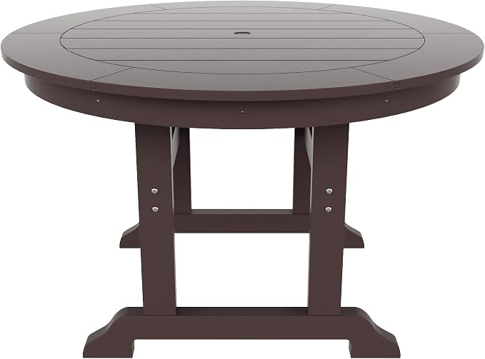 HDPE Laguna 47" Round Dining Table,Dark Brown
