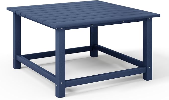 WestinTrends Malibu Low Outdoor HDPE Square Patio Coffee Table, Navy Blue