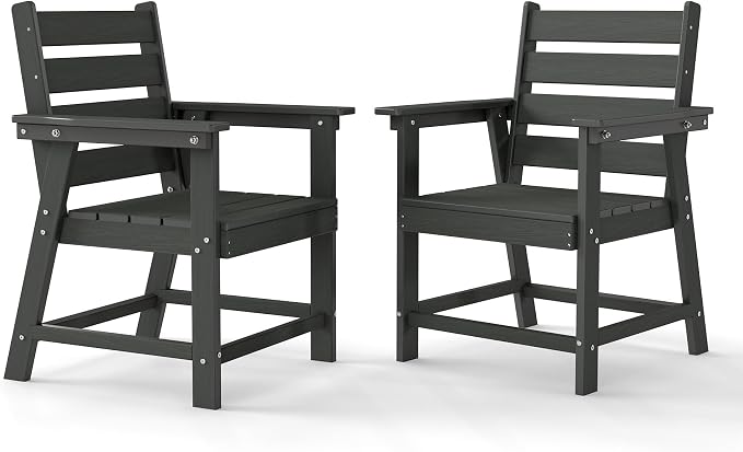 HDPE Dining Chair Set of 2, Gray
