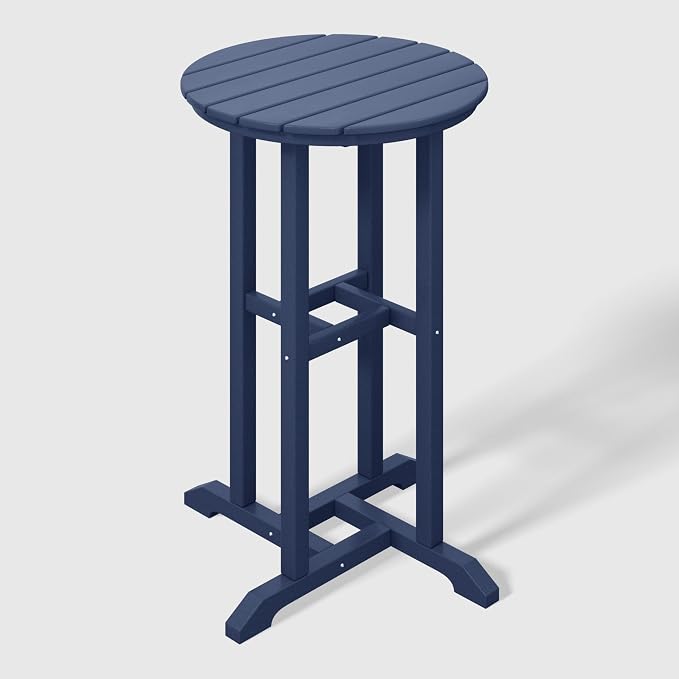WestinTrends Malibu 37" Counter Height Round Outdoor Patio Bistro Bar Table, Navy Blue