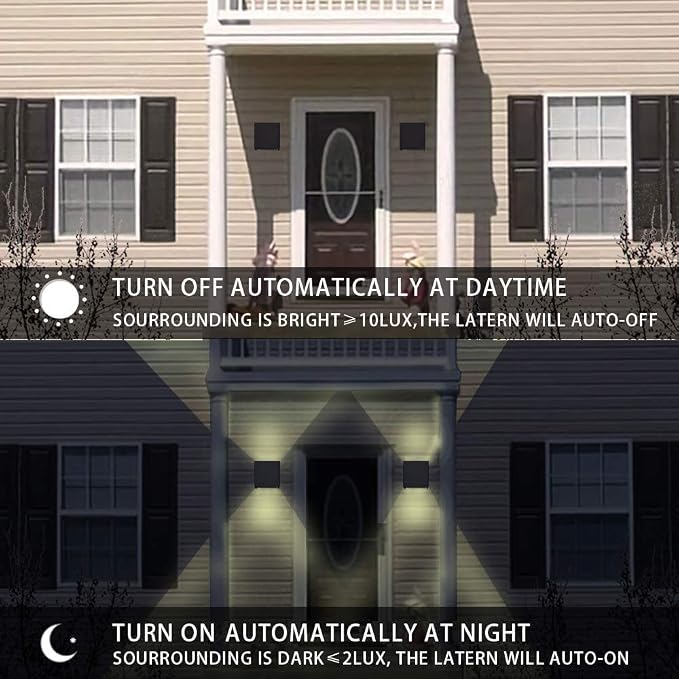 LED Aluminum Waterproof Wall Lamp, (Upgrade Dusk to Dawn Sensor) Waterproof Outdoor Light 20W 100-277V 2800K-3000K(Not dimmable) Outdoor Wall Light Warm Light 2LEDS (Black-20W-Larger)