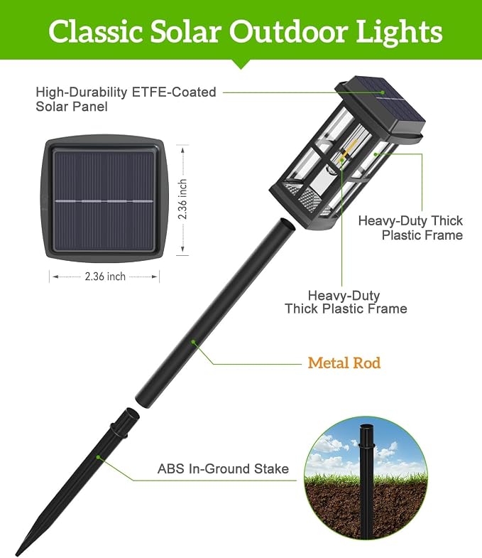 Ahaorigin Solar Pathway Lights Outdoor, 2 Lighting Modes Waterproof Solar Lights Outdoor, Sturdy Metal Rods, Brighter Up to 15Hrs Outdoor Path Lights for Garden Yard (Cool White, 4 Pack)