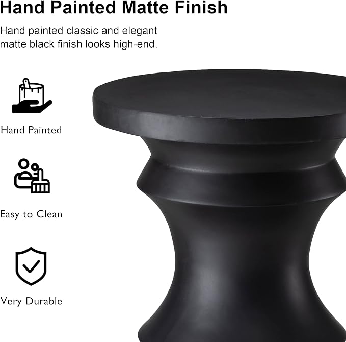 Giltzhome Black Garden Side Tables Heavy Duty Chess Pedestal Accent Table Garden Stool Plant Stand for Garden Patio Lawn Home Indoor Outdoor