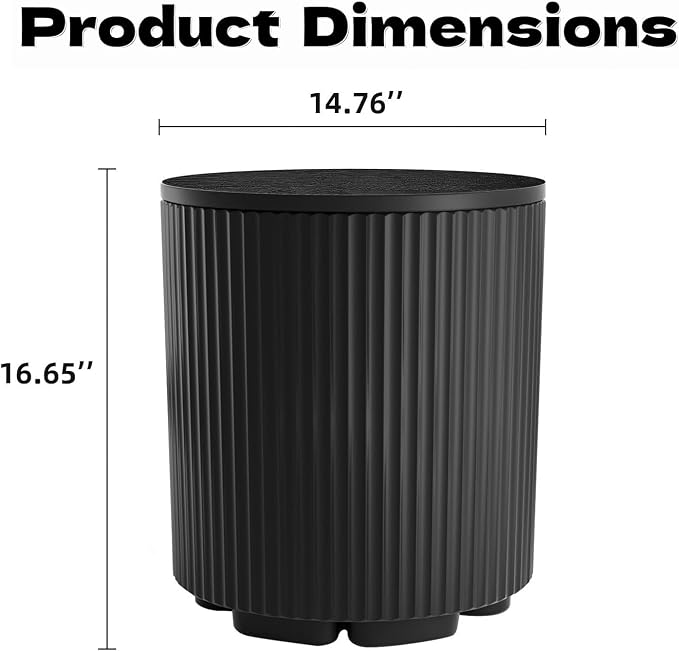 Patio Table, 2 PCS Ice Chest Storage, Portable Outdoor Bucket Cooler, 16.65in Outdoor Cooler Side Table - 2 in 1, Ice Chest Side for Parties Picnics Beach, Black