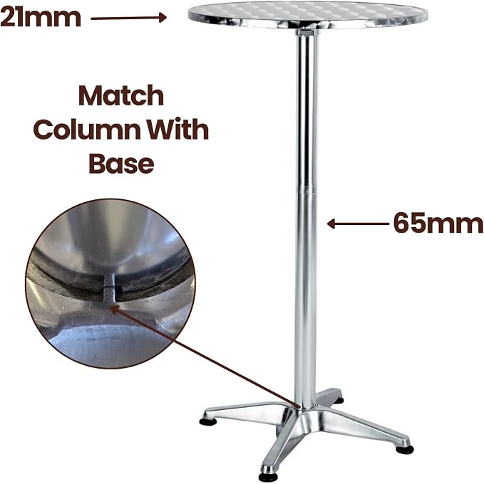 BTEXPERT Set of 2, 45" Bar Height Round Aluminum Patio Tables – Stainless Steel Silver Commercial-Grade Outdoor Dining Tables with 25.75" Base for Restaurants & Events