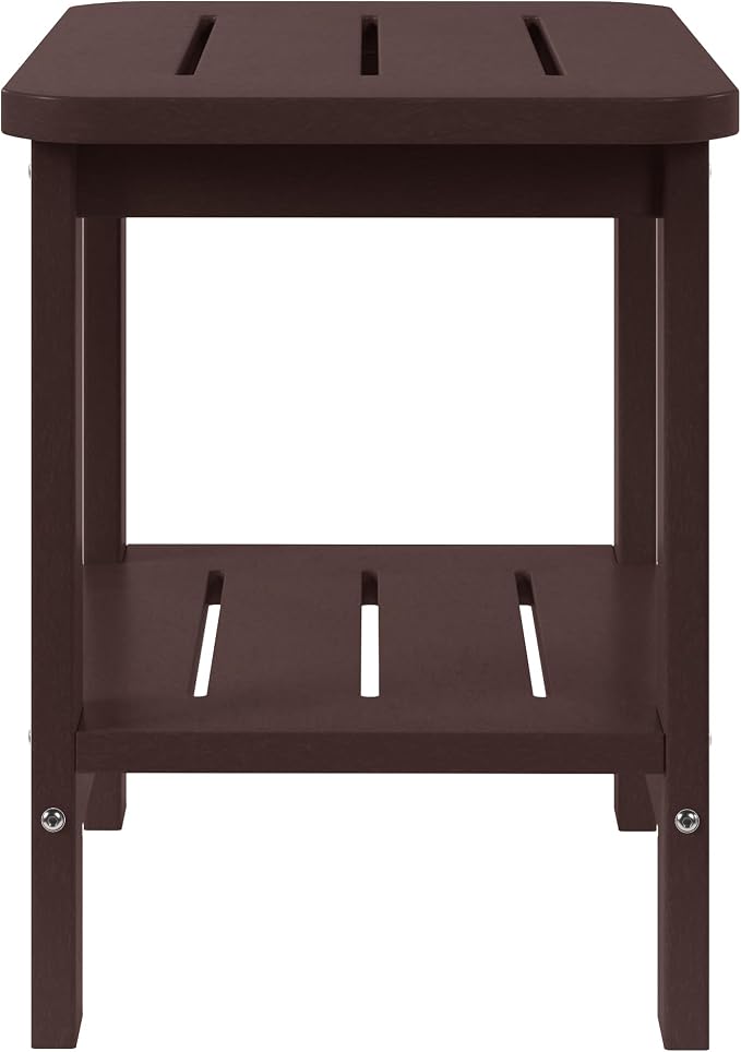WestinTrends Aruba 2-Tier Outdoor HDPE Modern Adirondack Square Patio Side Table, Dark Brown