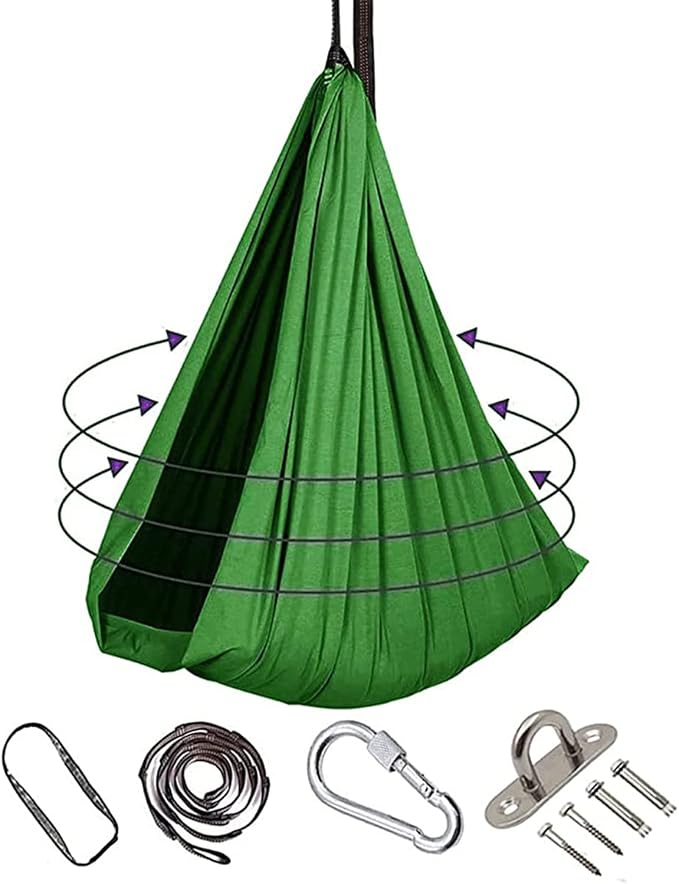 Indoor Swing, Therapy Swing Snuggle Cuddle Hammock With Special Needs For Kids And Adults Sensory Disorders, ADHD, Autism, Anxiety, Sensory Integration ( Color : Green , Size : 150*280CM/59*110in )