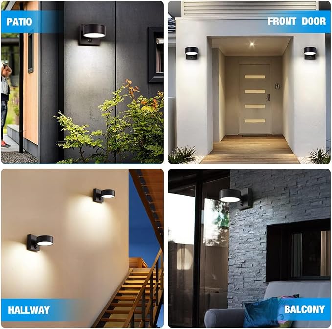 Motion Sensor Outdoor Lights, Aluminum Outdoor Wall Sconce, LED Porch Lights, Exterior Lighting fixtures, Waterproof 3000K/4000K/5000K Front Porch Light for Garage Enterway