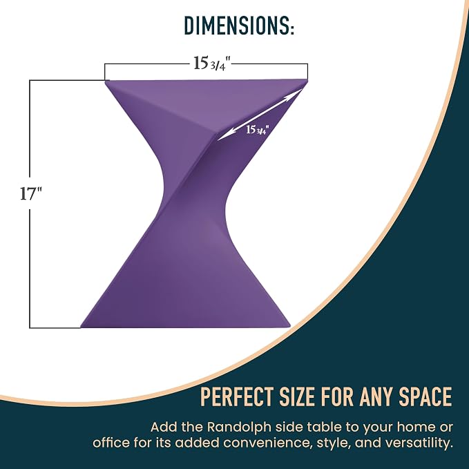 LeisureMod 15.75" Triangular Side Table, Stackable Plastic Accent End Table for Indoor & Outdoor Use, Weather-Resistant Modern Patio & Living Room Table, Set of 2, Purple