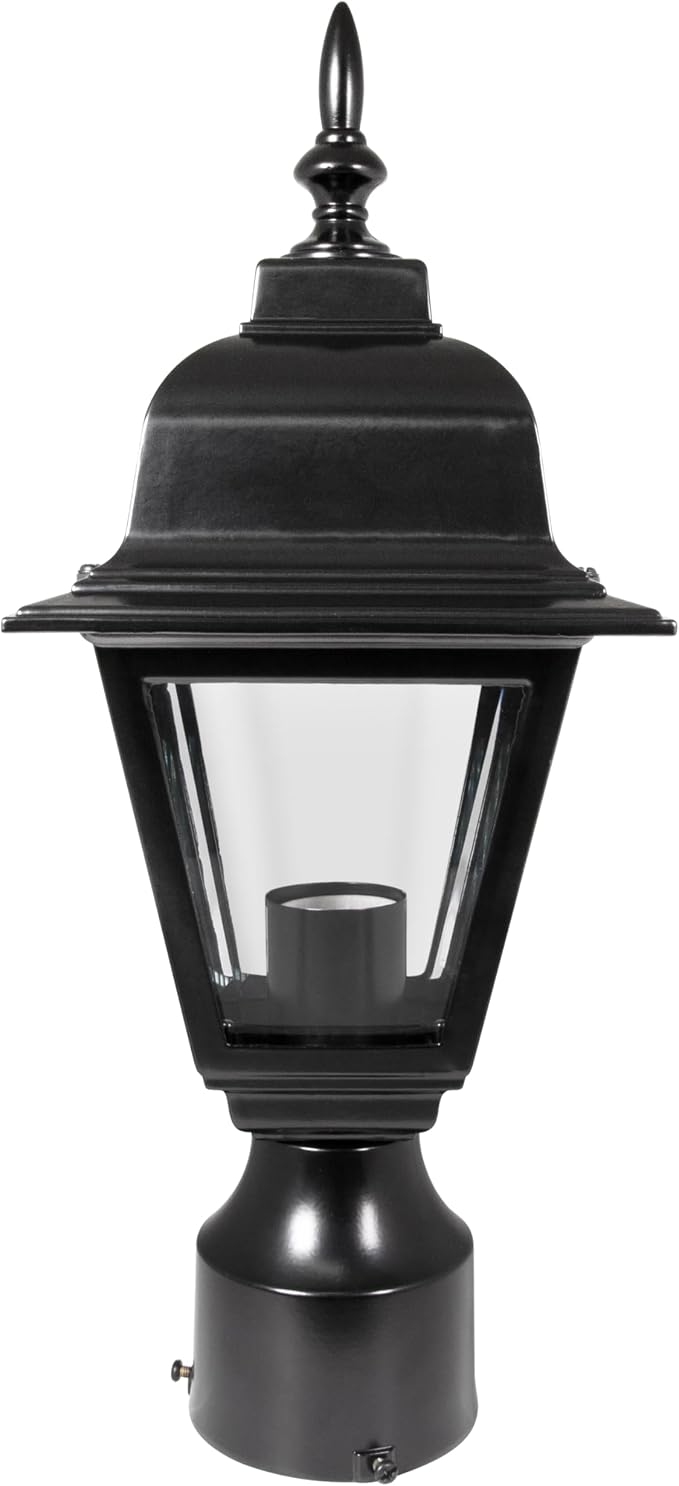 Design House Maple Street Outdoor Post Light with Clear Glass, Wet Rated for Driveway, Patio, and Garden, 507509 | Post Mount, Traditional, Aluminum, Lighting, 507509