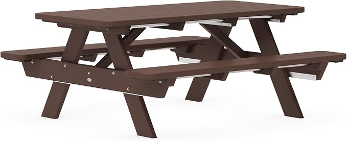 POLYWOOD PT172MA Park 72" Picnic Table, Mahogany