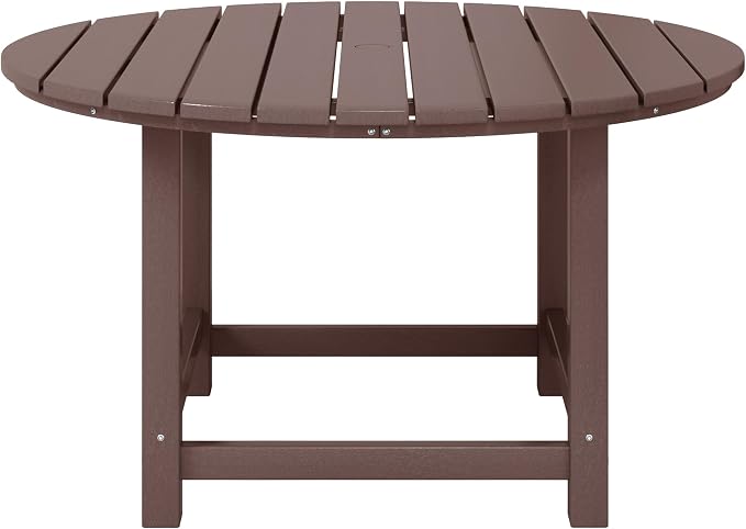 WestinTrends Malibu Kids Outdoor Patio Furniture HDPE 38" Wide Round Dining Table, Dark Brown
